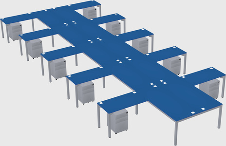 Shared l-shaped desk