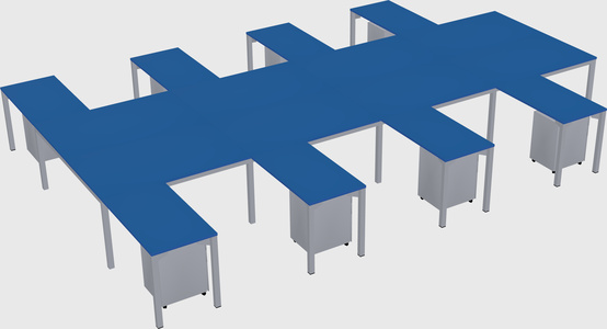 Shared l-shaped desk