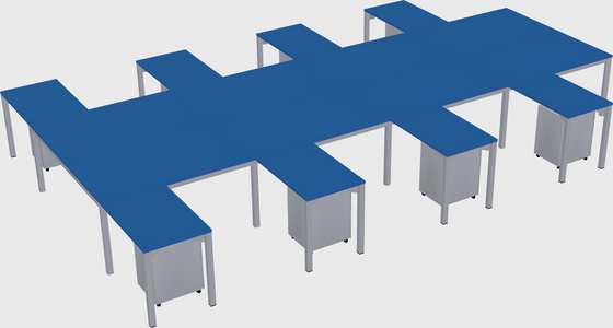 Shared l-shaped desk