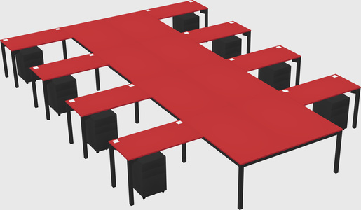 Shared l-shaped desk