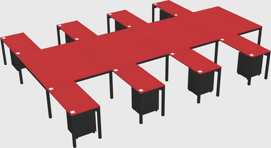 Shared l-shaped desk
