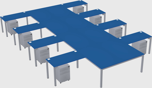 Shared l-shaped desk