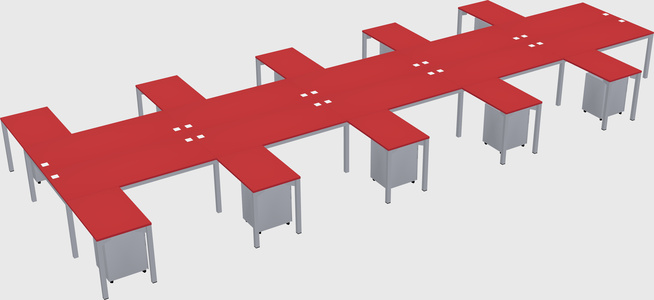 Shared l-shaped desk