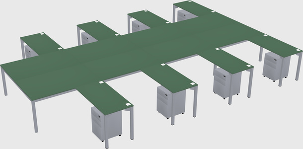 Shared l-shaped desk