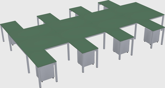 Shared l-shaped desk