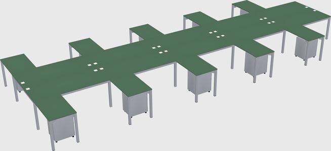 Shared l-shaped desk