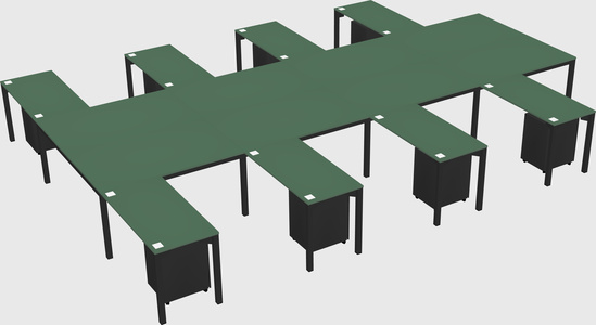 Shared l-shaped desk