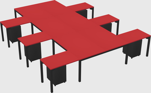 Shared l-shaped desk