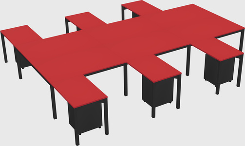 Shared l-shaped desk