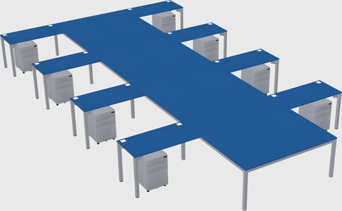 Shared l-shaped desk