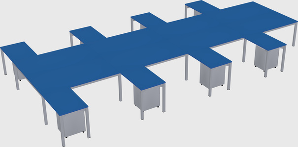 Shared l-shaped desk
