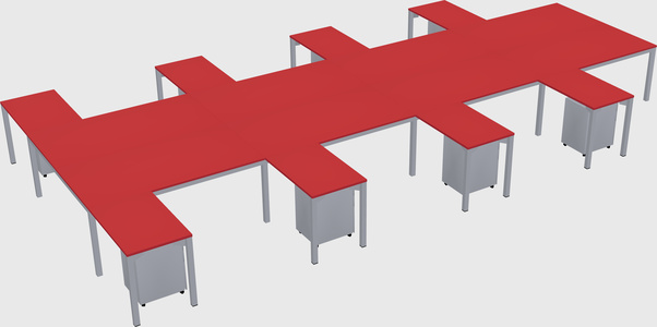 Shared l-shaped desk