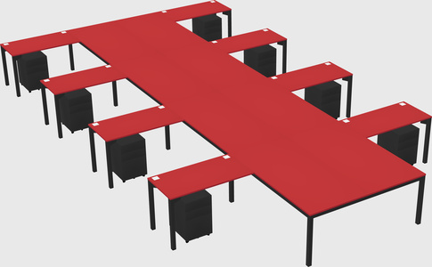 Shared l-shaped desk