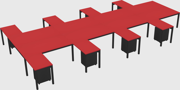 Shared l-shaped desk