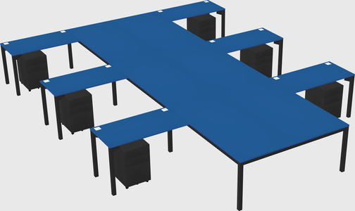 Shared l-shaped desk