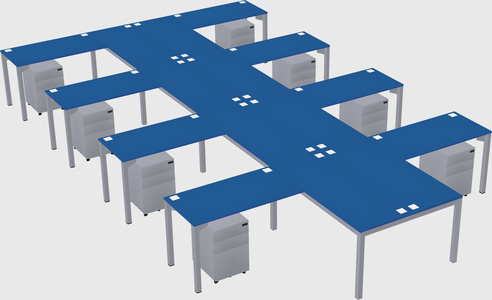 Shared l-shaped desk
