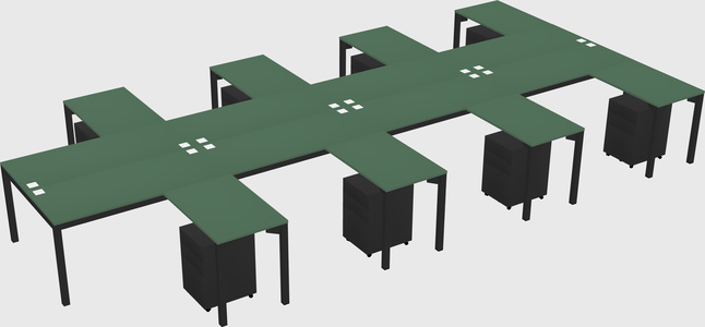 Shared l-shaped desk