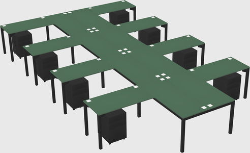 Shared l-shaped desk