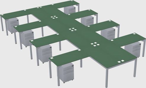 Shared l-shaped desk