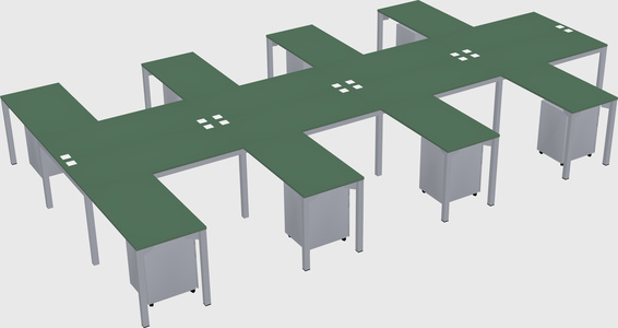 Shared l-shaped desk