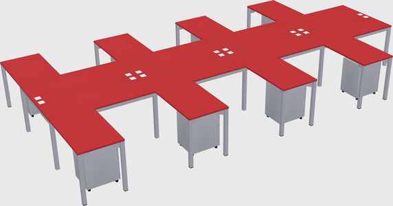 Shared l-shaped desk