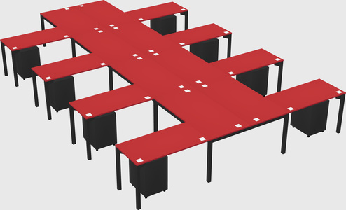 Shared l-shaped desk
