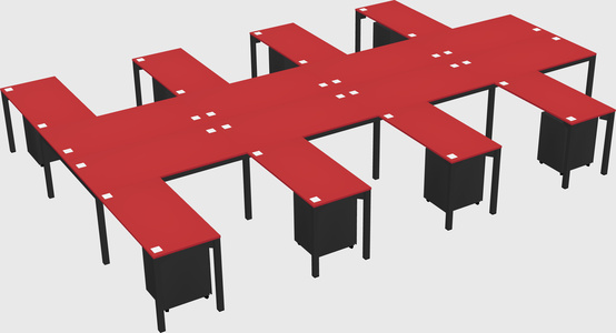 Shared l-shaped desk