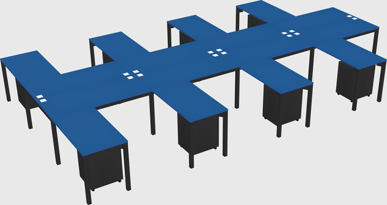 Shared l-shaped desk