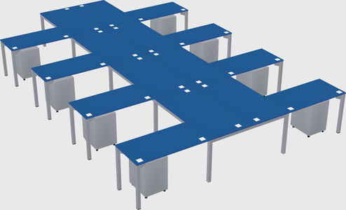 Shared l-shaped desk