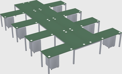 Shared l-shaped desk