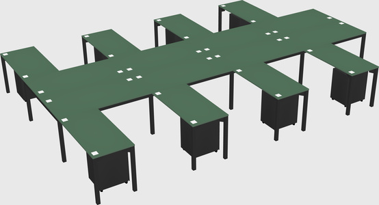Shared l-shaped desk