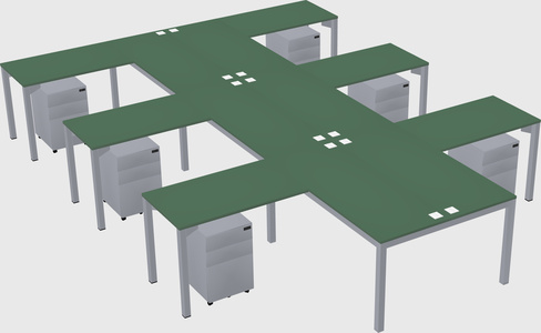 Shared l-shaped desk