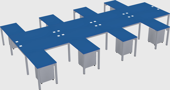Shared l-shaped desk