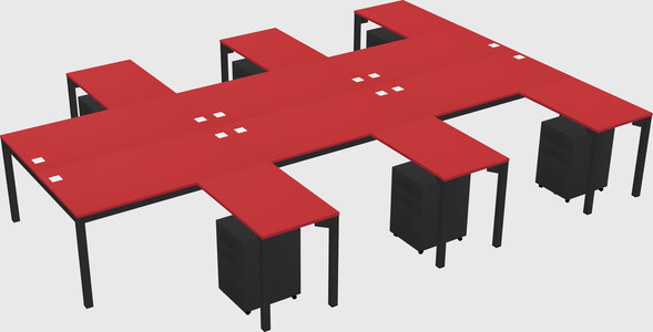 Shared l-shaped desk