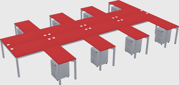 Shared l-shaped desk