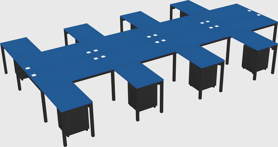 Shared l-shaped desk