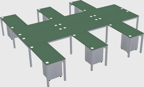 Shared l-shaped desk