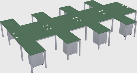 Shared l-shaped desk