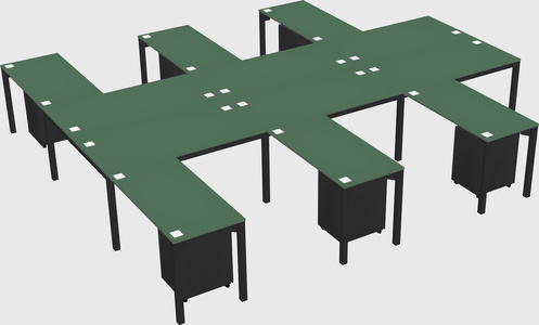 Shared l-shaped desk