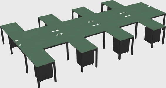 Shared l-shaped desk
