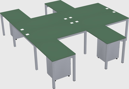 Shared l-shaped desk