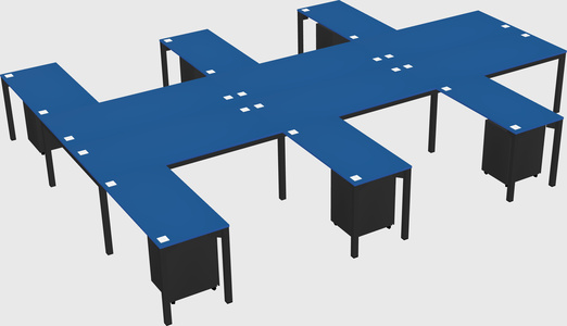 Shared l-shaped desk