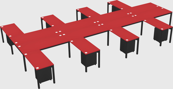 Shared l-shaped desk