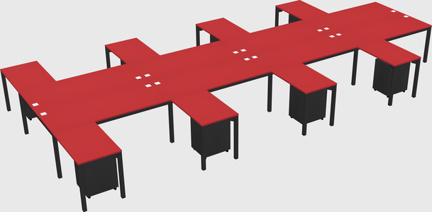 Shared l-shaped desk