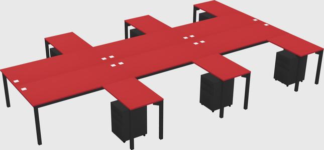 Shared l-shaped desk