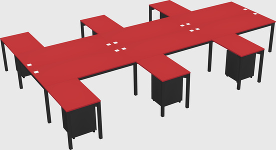 Shared l-shaped desk