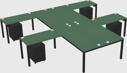 Shared l-shaped desk