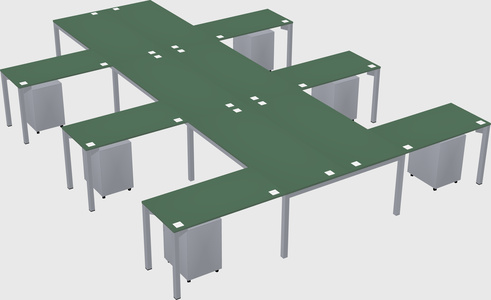 Shared l-shaped desk