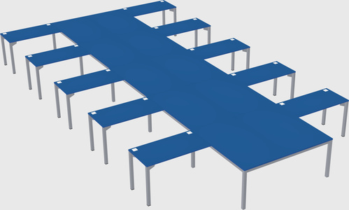 Shared l-shaped desk