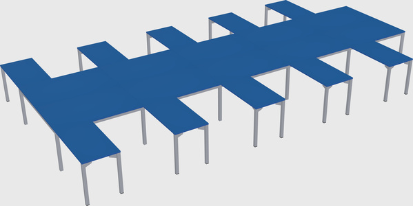 Shared l-shaped desk